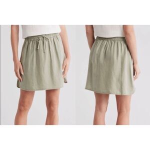 Madewell Curved Hem Linen Lyocell Blend Mini Skirt Sage Green Coastal Cool M